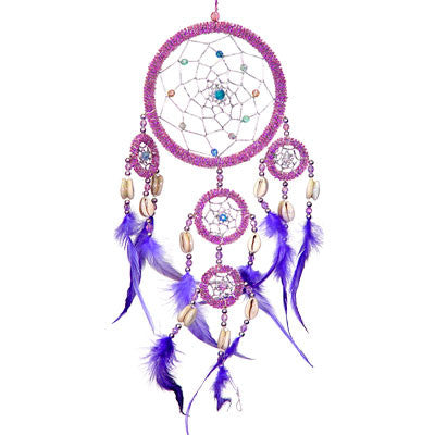 Purple & Iridescent Pink Beaded Dreamcatcher