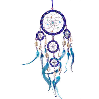 Iridescent Blue Beaded Dreamcatcher