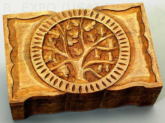 Wood Box Tree Of Life Hinged 9x6"