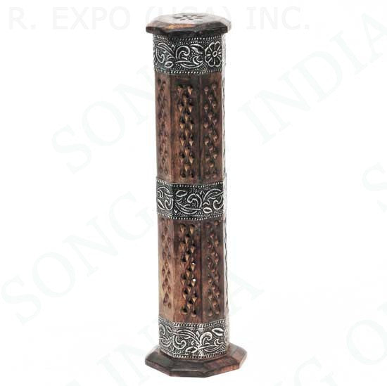 Incense Burner Tower Metal Wrapped Octagon