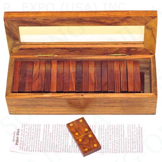 Wood Domino Box Glass Lid