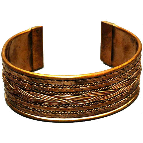 1" Copper Bracelet with Braid