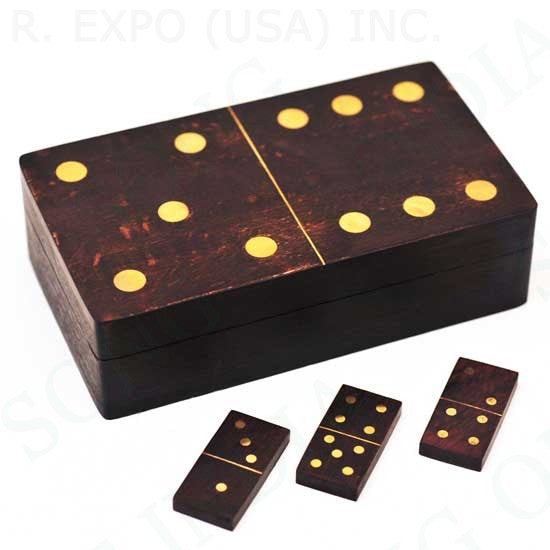 Antique Wood Dominoes Box