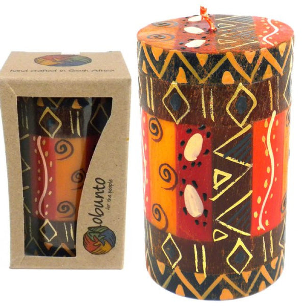 Hand Painted Short Pillar Candle - Bongazi Design