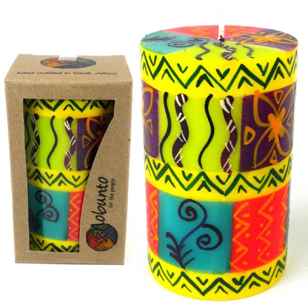 Hand Painted Short Pillar Candle - Matuko Design