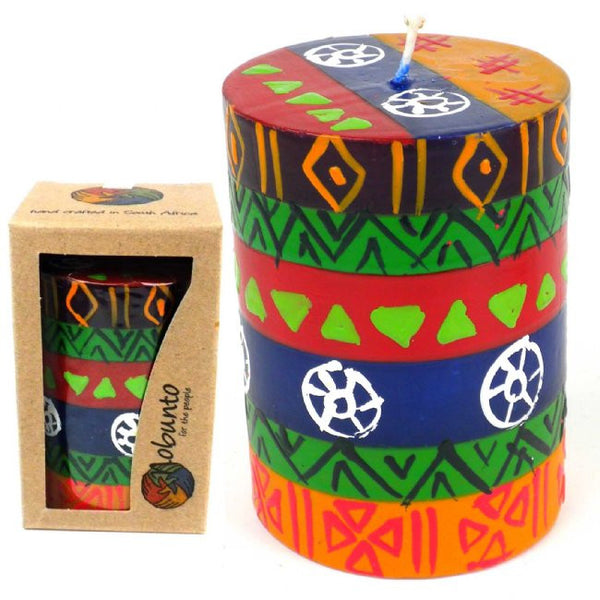 Hand Painted Short Pillar Candle - Shahida Design