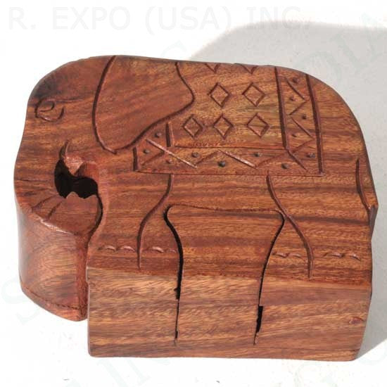 Wood Elephant Puzzle Box